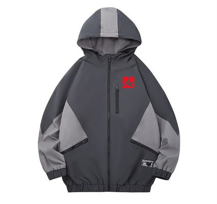 Windbreaker свободной обычной куртки молодости пятна с капюшоном серой водоустойчивый для людей
