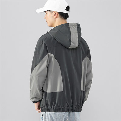 Windbreaker свободной обычной куртки молодости пятна с капюшоном серой водоустойчивый для людей
