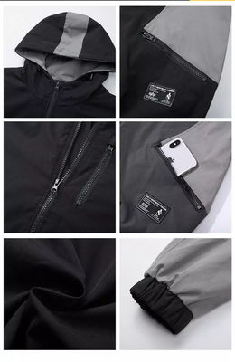 Windbreaker свободной обычной куртки молодости пятна с капюшоном серой водоустойчивый для людей