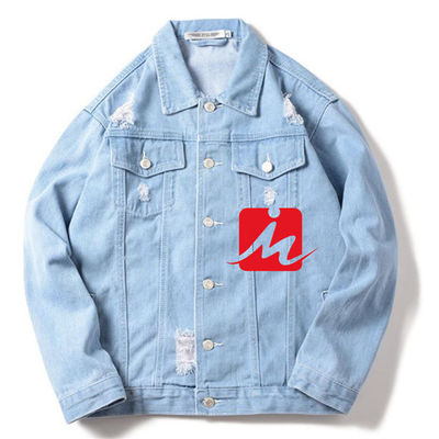 Куртка Streetwear курток джинсовой ткани вышивки хлопка полиэстера случайная ехать