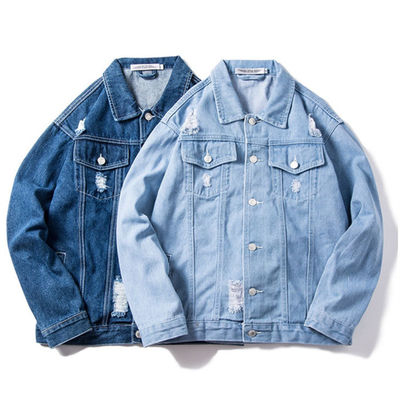 Куртка Streetwear курток джинсовой ткани вышивки хлопка полиэстера случайная ехать